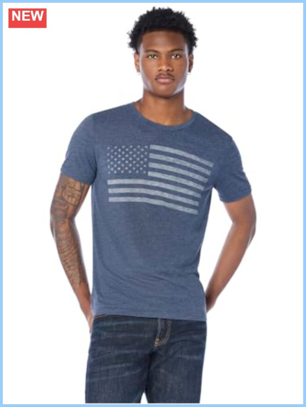 Lucky Brand USA Flag Graphic Tee Slim Fit Short Sleeve Casual